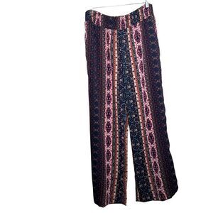 About A Girl Pants Women's XL Colorful Smocked Boho Striped Wide Leg
